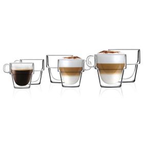 Комплект 6 бр двустенни чаши за кафе Vialli Design Senso 150/280/350ml