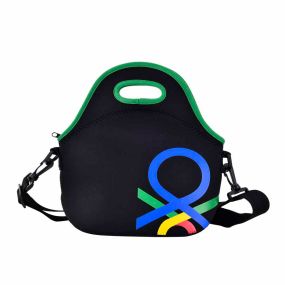 Неопренова чанта за обяд Benetton Rainbow 30х30х17см черна 