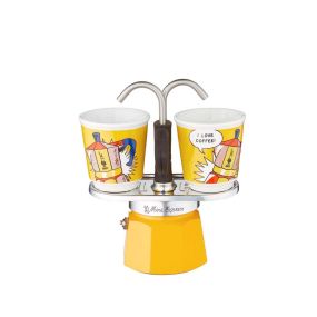 Комплект кафеварка с 2 броя чаши Set Lichtenstein Bialetti жълта