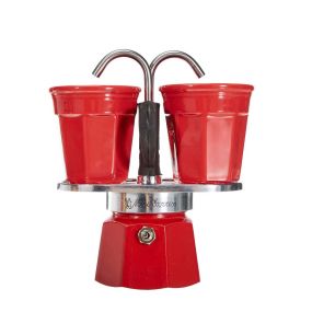 Комплект кафеварка с 2 броя чаши Set Mini Bialetti червени