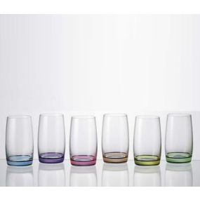 Чаши за вода с цветно дъно Bohemia Crystal Ideal 380 мл 6 броя