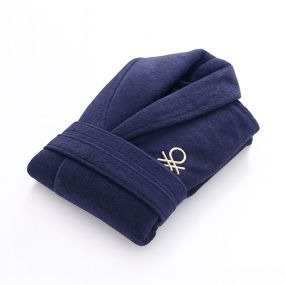 Халат за баня L/XL Benetton Core тъмно син 340GSM 100% Памук