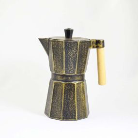 Чайник чугунен с цедка Kafei JA 800 мл черно и златно