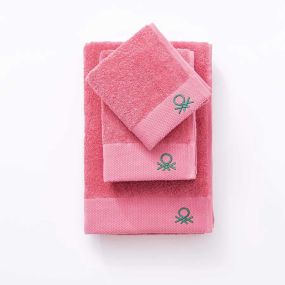 Комплект 3 броя кърпи Benetton Core розови с лого