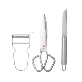 Комплект 3бр прибори Bergner Helpy, белачка/ножица/нож за белене