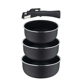 Комплект 3 касероли подвижна дръжка Bergner CLick&Cook 16/18/20 см