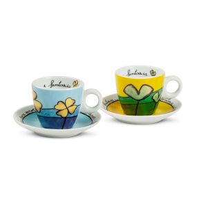Комплект 2 чаши за кафе Egan Pane Amore Fantasia жълто и синьо