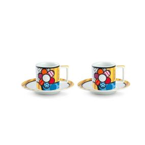 Комплект 2 чаши за кафе Britto Icons цвете 90 мл, с чинийки