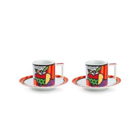 Комплект 2 чаши за кафе Britto Icons ябълка 90 мл, с чинийки