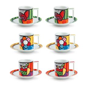 Комплект 6 броя чаши за кафе Britto Icons 90 мл с чинийки