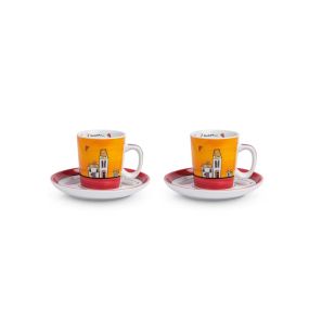 Комплект 2 чаши за кафе Egan Le Casette 100 мл с чинийки червени