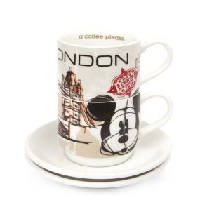 Комплект 2 чаши за кафе Disney In The City с чинийки Лондон