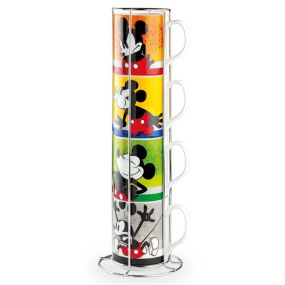 Комплект 4 чаши за чай Disney, Mickey I`m 350 мл метална поставка