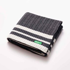 Плетено одеяло Benetton Neutral 140х190 см тъмно сиво, 100% памук