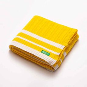 Плетено одеяло Benetton Rainbow 140х190см жълто, 100% памук